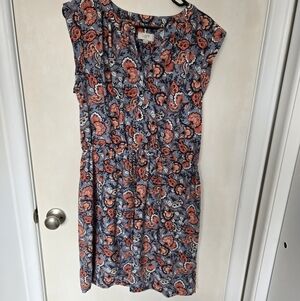 LOFT Coral and Navy Floral Top